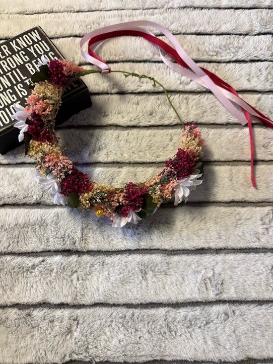 Handmade Other - Girls Floral Ribbon Headband in Pink & White